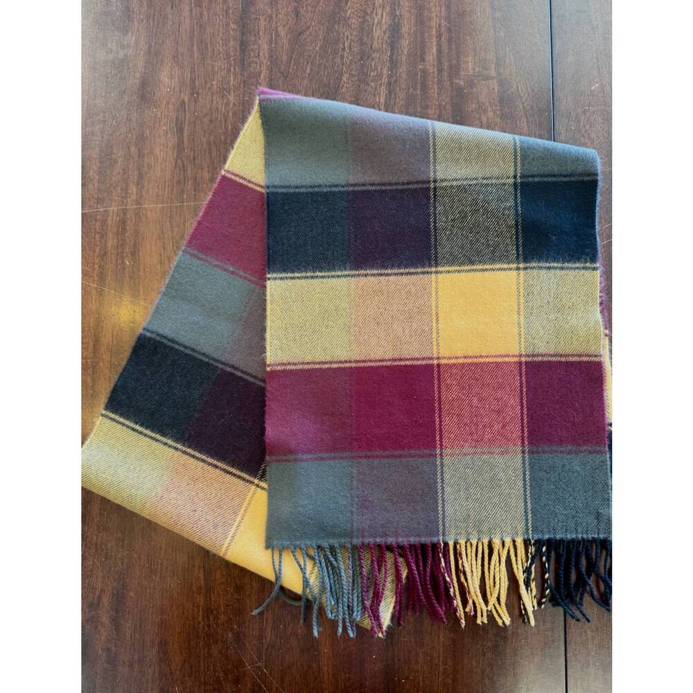 NEW SILVERSILK unisex premium cashmere scarf in burgundy plaid